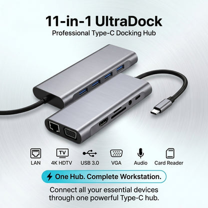 Techton™ 11-in-1 UltraDock - Type-C Docking Hub