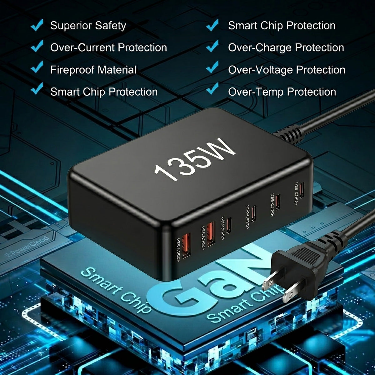 Techton™ PowerDock - 135W GaN Fast Charging Station